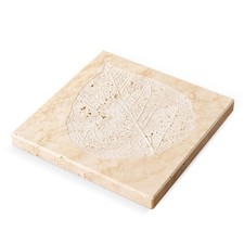 Natural Travertine Leaf Embossed Tray, 7.8inch Square Decorative Trays picture