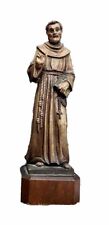 Vintage St. Francis Wooden Statue Marked And Signed picture