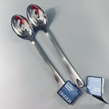 2 Oneida Stainless SERVING SPOONS Flatware Utensils Slotted Large picture