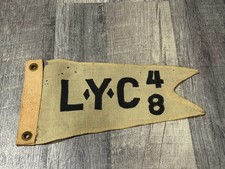 RARE VINTAGE CATAMARAN YACHT CLUB BOAT SHIP RACE REGATTA FLAG L.Y.C 1948 picture