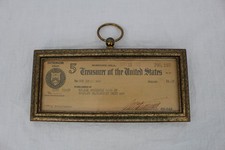 Vintage 1931 US Treasury Indian Check Framed Muskogee OK Cherokee Bluejacket picture