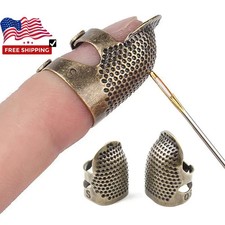 2pcs Retro Finger Protector Antique Thimble Ring Handworking Needle Thimble New picture