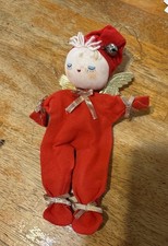 Vintage Japan MCM Pixie/Angel Ornament With Felt Body And Gold Wings 9” picture