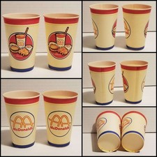 Two 1960s McDonald's Slash M logo The All American Wax Paper Cups, Unused, 12 oz picture