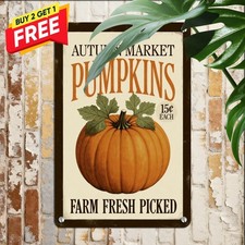 Locally Grown Harvest Pumpkins Tin Sign Rustic Autumn Farmhouse Metal Plaque picture