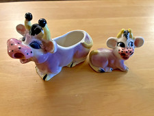 Vintage Thames Purple Cow Creamer & Salt Shaker Hand Painted Japan picture