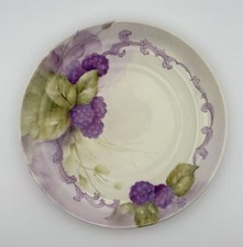 Rare Hand Painted Purple Floral Plate By Artist Violet Joy Antique Porcelain picture
