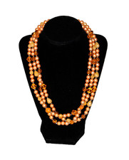 VTG Multi-Strand Orange Beaded Necklace Costume Jewelry Tangerine picture