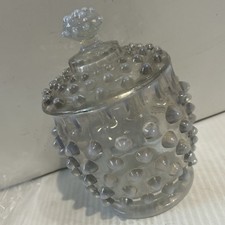 OPALESCENT Hobnail Spooner Ruffled Edge Moonstone 4” Vtg See Pics Small Chip picture