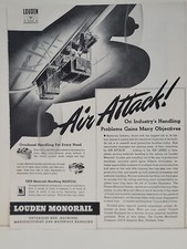 1942 Louden Monorail Fortune WW2 Print Ad Q2 Air Attack War Plane Industry picture