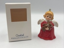 1991 Goebel 16th Edition Angel Bell Annual Christmas Tree Ornament Red & Box picture