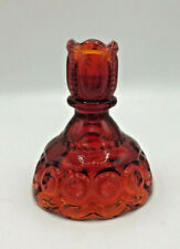 Vintage LE Smith Moon & Star Amberina Glass Candle Stick Holder 4.75 Inches Tall picture