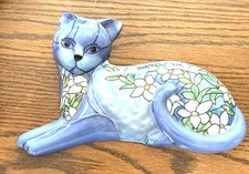 2009 BRADFORD EXCHANGE Lovely Lily Blue Purr-fect Elegance Cat Wall Placque picture