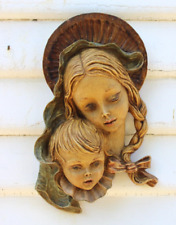 Vintage Virgin Mary Madonna and Baby Jesus Wall Hanging Plaque Resin Italy 8” picture