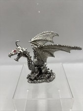 Rare Vintage Retired 1996 Rawcliffe Pewter Dragon Red Crystal Eyes picture