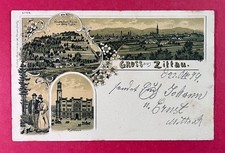 Litho Postcard Zittau 1899 City Panorama and City Hall (183736 picture