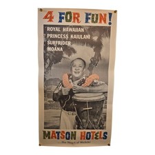 Rare Vtg Matson Hotels Heart Of Waikiki Royal Hawaiian Surfrider 4 For Fun Moana picture