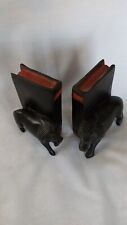 Vintage Roaring Lions Bookend's Hand Carved Hardwood Africa picture