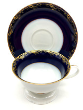 Rosenthal Group Classic Rose Collection Cobalt Blue Teacup & Saucer Set Germany picture