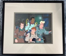 The Real Ghostbusters Animation Cel With Background WHOLE TEAM MATTED + FRAMED picture