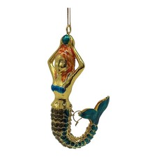 Mermaid Enamel Metal Christmas Ornament 4.25 Inch Articulated picture