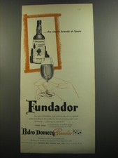 1952 Pedro Domecq Fundador Brandy Ad - The classic brandy of Spain picture