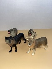 4 unmarked wolf wolves figurine toys In Played With Condition picture