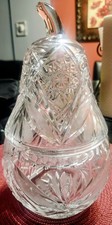 RiesigeKristal Glass Pear-Shaped Decorative Bowl Pressed Glass Glossy Finish picture