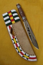 Native American Vintage Style Beaded Leather Knife Sheath Sioux Cheyenne picture