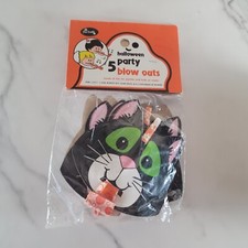VINTAGE FUN WORLD HALLOWEEN PARTY BLOW OUTS PACK OF 5 - BLACK CAT picture