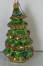 Vintage Sewerynski Polish Blown Glass Christmas Tree Ornament Hand Painted picture