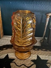 Unique Vintage Viking Amber  Cabbage Leaf Fairy Lamp. NO CHIPS OR CRACKS 7