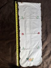 Vintage 1970s Handmade Embroidered Fall Harvest Table Runner – 68” Long picture
