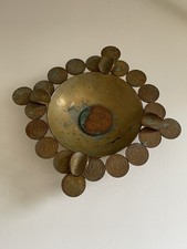 Vintage 1957-1966 Mexican Centavos Coin Ashtray Copper & Brass Handmade picture