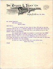 Russell L Tracy Co Salt Lake City 1906 Land Valuation Letter Loans & Investments picture