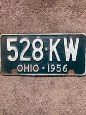 1956 Ohio License Plate - 528 KW - Original Condition picture
