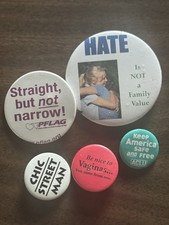 Vintage Lot of LGBTQ Pride Buttons Pins Including Pflag And ACLU picture