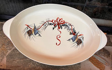 LENOX WINTER GREETINGS BY CATHERINE  MCCLUNG NEW Oval Oven Baker Handles NEW picture
