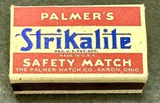 Palmer’s Strikalite Wood Safety Matches Unstruck Box NIB Antique Advertising Tin picture