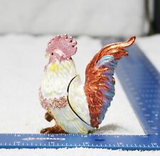 Vintage Rucinni Rooster Trinket Box Jeweled With Swarovski Crystals MINT picture