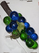 VTG Mid Century Lucite Acrylic Grape Cluster Green Blue With Stem 14” picture