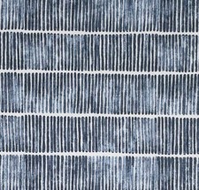 3.375 yds Stout Textiles Trend Denim Blue & White Striped Cotton Blend Fabric picture