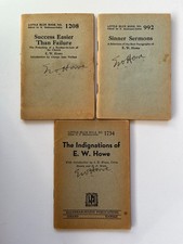 E.W. HOWE ~ SIGNED lot of 3, Little Blue Book, Haldeman - Julius, vintage 1920's picture