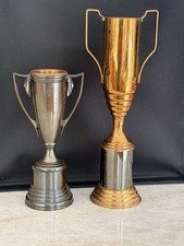 Rare 1936 Japanese American San Bernardino Dojo Bronze Trophy Pair Dodge LA picture