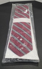 Vintage BSA Boy Scouts of America Tie Maroon Red Striped NIP Fleur de Lis USA picture