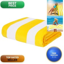 Exclusivo Mezcla Cotton Beach Towel 35x70 Inches Cabana Stripe Yellow picture