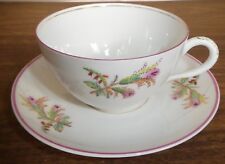 Moss Rose 1800s Pink Trim Gold Verge Delicate Teacup & Saucer Set SH picture