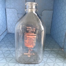 Vintage Brookville Creamery Clear Half Gallon Milk Bottle RARE “Help Relieve…. picture