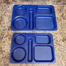 Lot of 2 - USA High School Cafeteria Tray Translucent Blue Easy Wash Lightweight picture