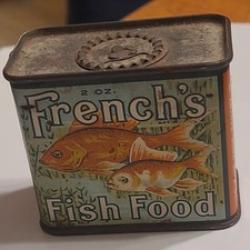 Vtg antique French's Fish Food Tin tags:( hartz aquarium old collectable ) picture